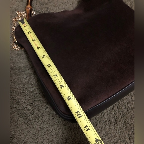 Authentic GUCCI Bamboo Hand Bag Suede 2way Dark Brown + COA - Picture 5 of 12